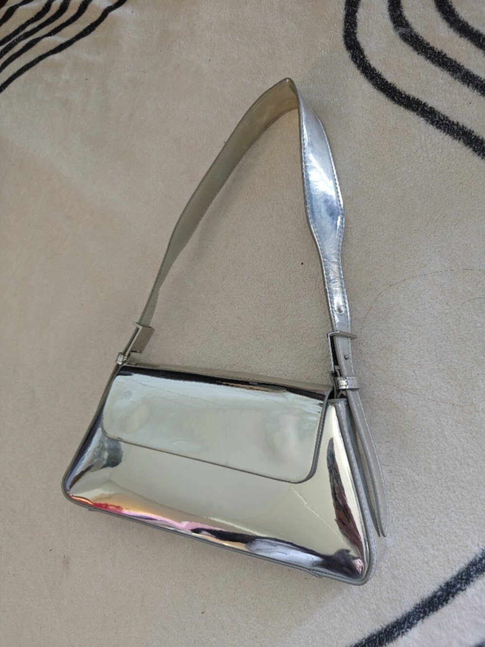 Zara Silver Shoulder Bag with Flap